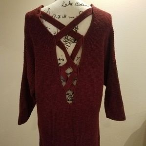 Express 3/4 length sleeve cross back sweater